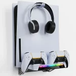New 2025 Universal Wall mounted holder with RGB Light for P5 Slim and P5, charging dual consollers