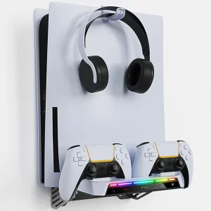 New 2025 Universal Wall mounted holder with RGB Light for P5 Slim and P5, charging dual consollers