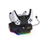 For PS5/ PS5 Slim/ PS5 Pro Cooling and Charging Base for PS5 Pro Controller Disc & Digital Version Charging Stand with RGB light