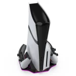 For PS5/ PS5 Slim/ PS5 Pro Cooling and Charging Base for PS5 Pro Controller Disc & Digital Version Charging Stand with RGB light