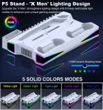 S7001 RGB Vertical Cooling Station For PS5 ＆ PS5 Slim Digital/Dics Version Dual Fast Charging Dock For PS5 DualSense Controller