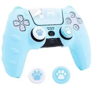 GeekShare PS5 Controller Case Set Silicone Cute Cat Thumb Grip Caps + PS5 Controller Shell Cover + Stiker For SONY Playstation 5