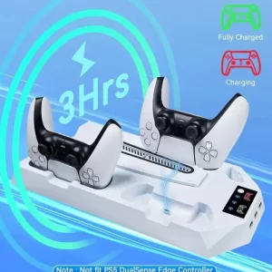 Game Stand for Sony PS5 Console PS 5 Slim Pro Support Base Holder 3-Level Cooler Fan Controller Charger for PS5 Wireless Gamepad