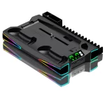 S7001 RGB Vertical Cooling Station For PS5 ＆ PS5 Slim Digital/Dics Version Dual Fast Charging Dock For PS5 DualSense Controller
