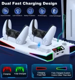 S7001 RGB Vertical Cooling Station For PS5 ＆ PS5 Slim Digital/Dics Version Dual Fast Charging Dock For PS5 DualSense Controller