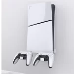 JOMAA Wall Mounted Console Stand For PS5 Slim Series Holder with 2 Controller Mounts,Solid Metal Stand Kit,Easy Installation
