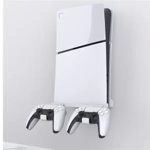 JOMAA Wall Mounted Console Stand For PS5 Slim Series Holder with 2 Controller Mounts,Solid Metal Stand Kit,Easy Installation